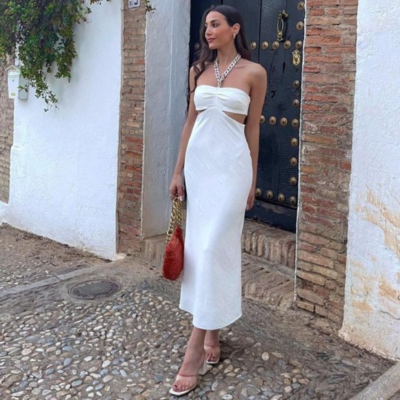 LAST ONE! BLOGGER'S FAVE! Zara Cut Out Dress White Sz XS, M NWT - Picture 4 of 17